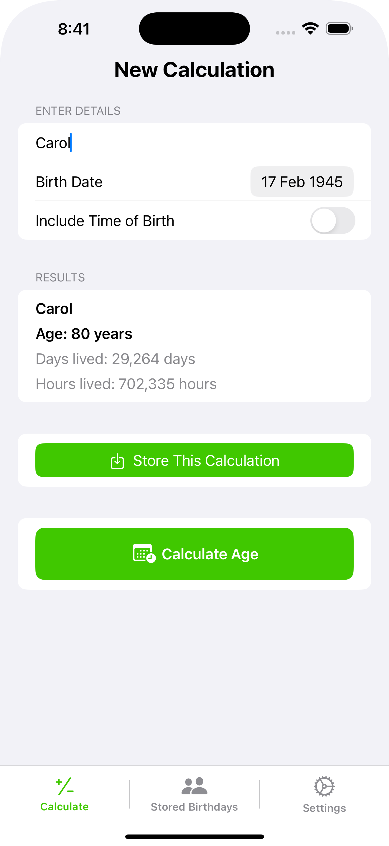 Age Calculator new calculation