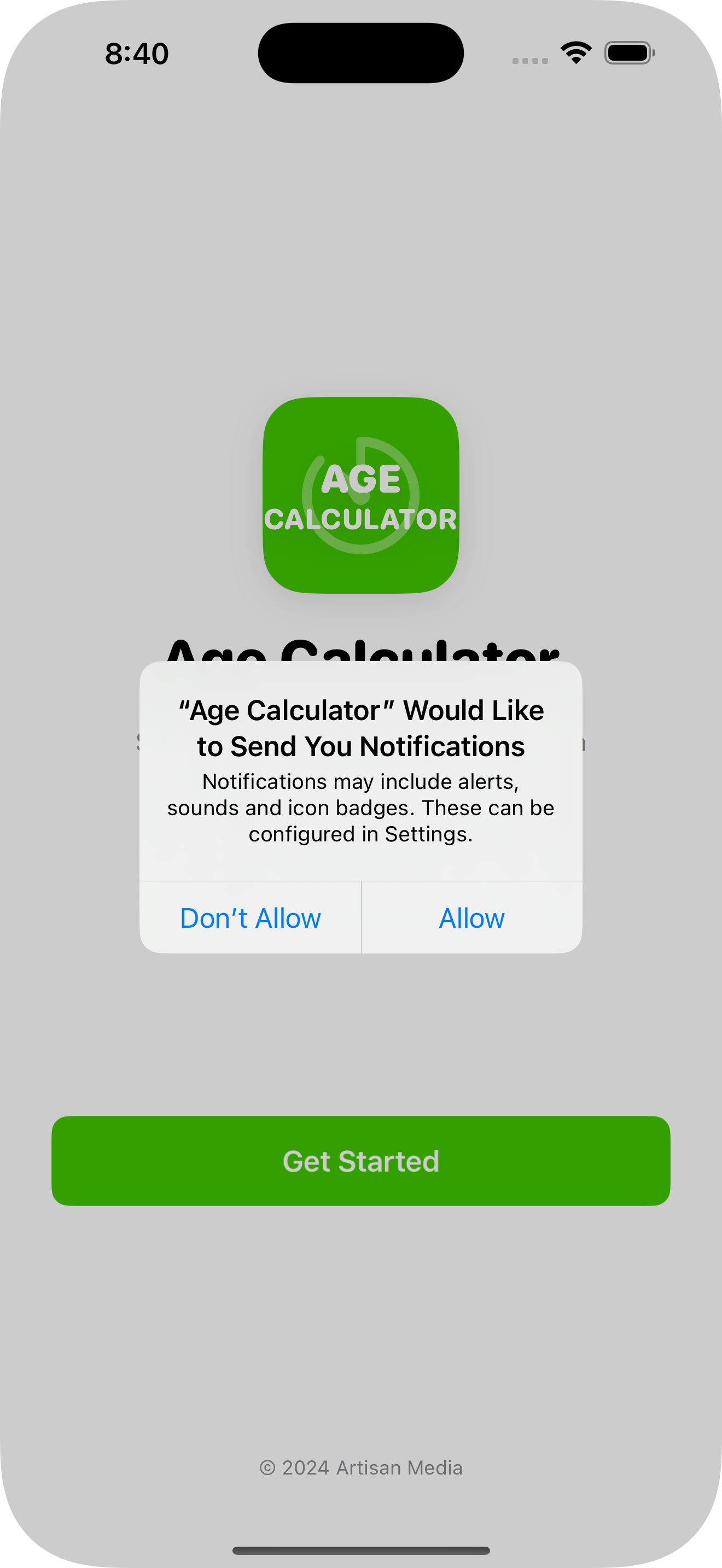 Age Calculator notifications