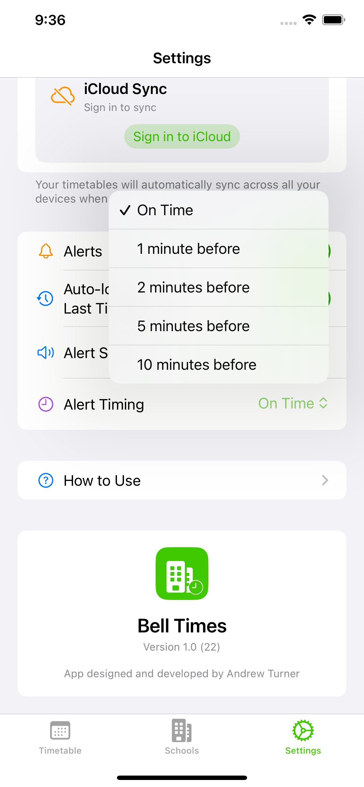 Bell Times alert timing