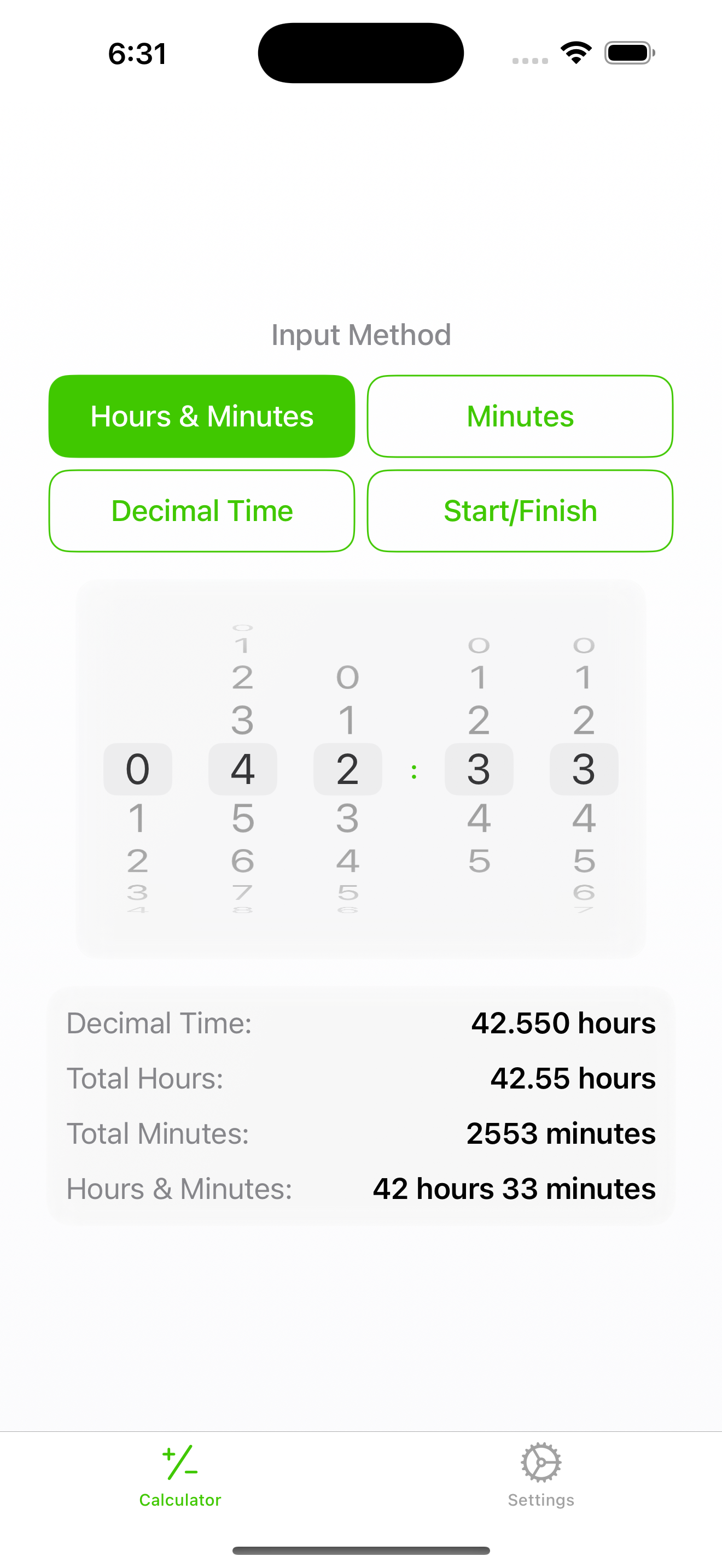 Hours hours and minutes