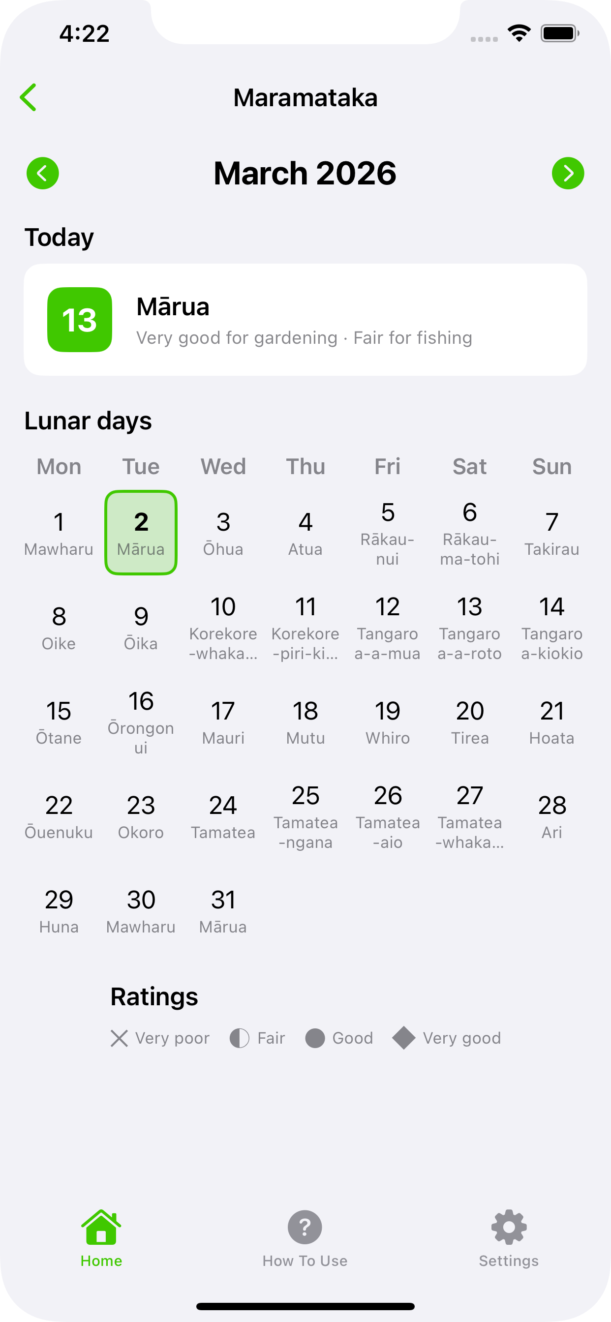 Marama Maramataka lunar calendar