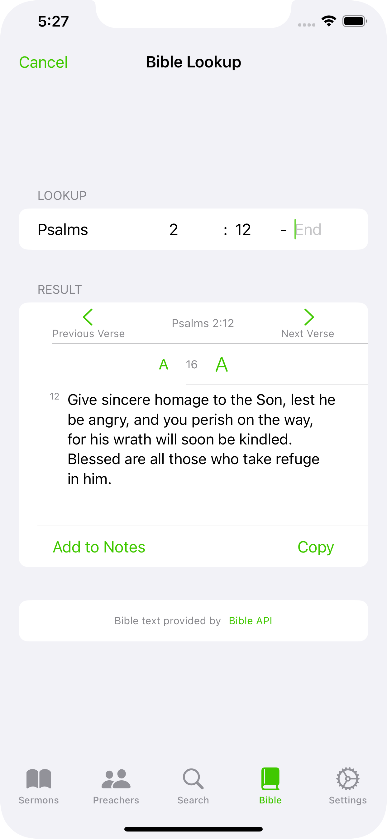 MySermonNotes Bible lookup