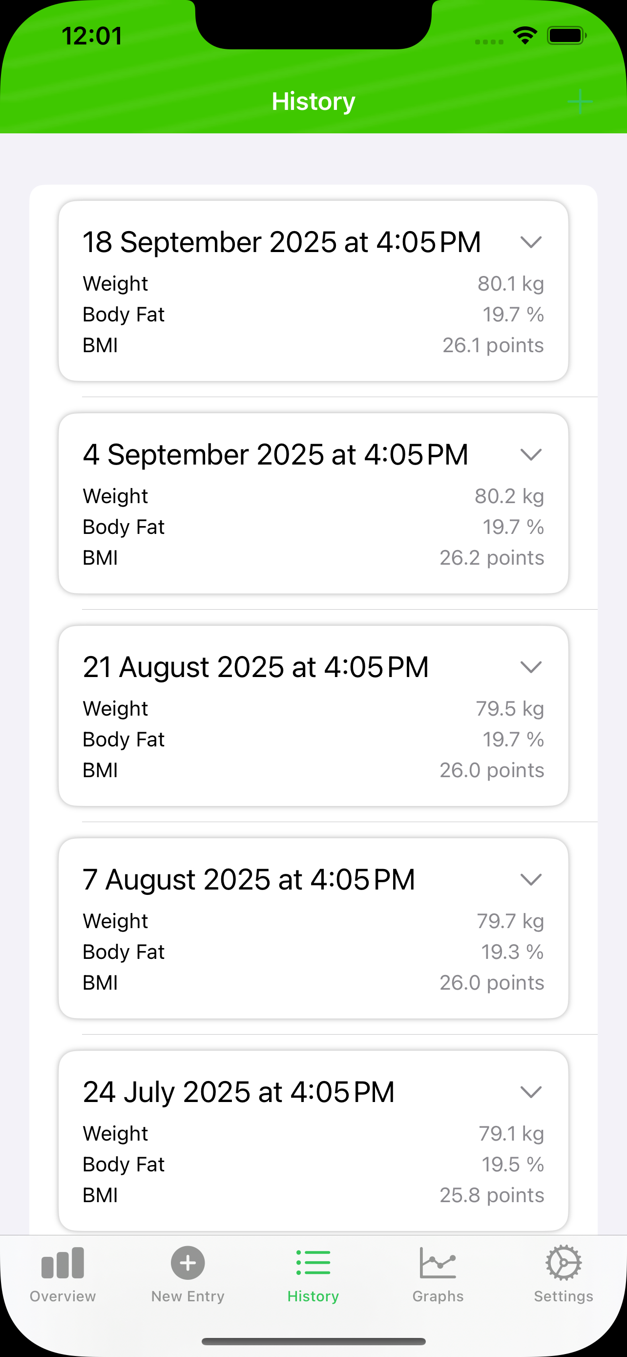 ScalesLog measurement history