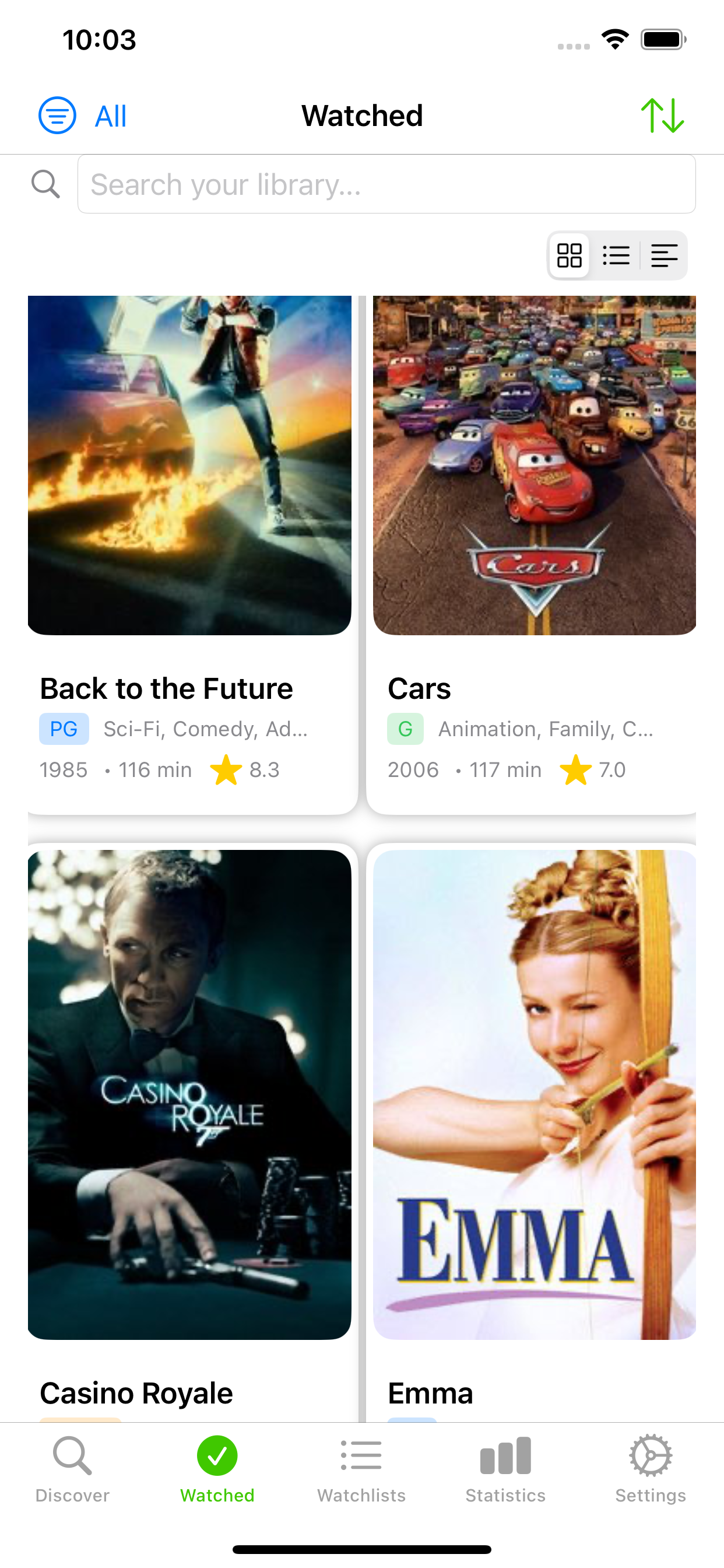 SeenTracker watched list